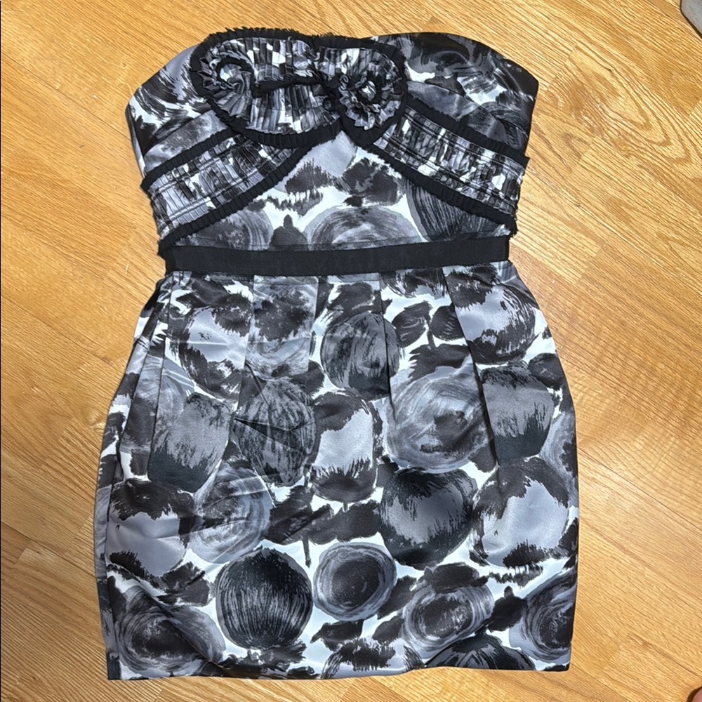 Gray and Black Strapless Bodycon Mini Dress for Cocktail